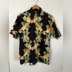 Vintage Joe Kealoha Reyn Spooner Floral Pineapple Hawaiian Button Shirt M